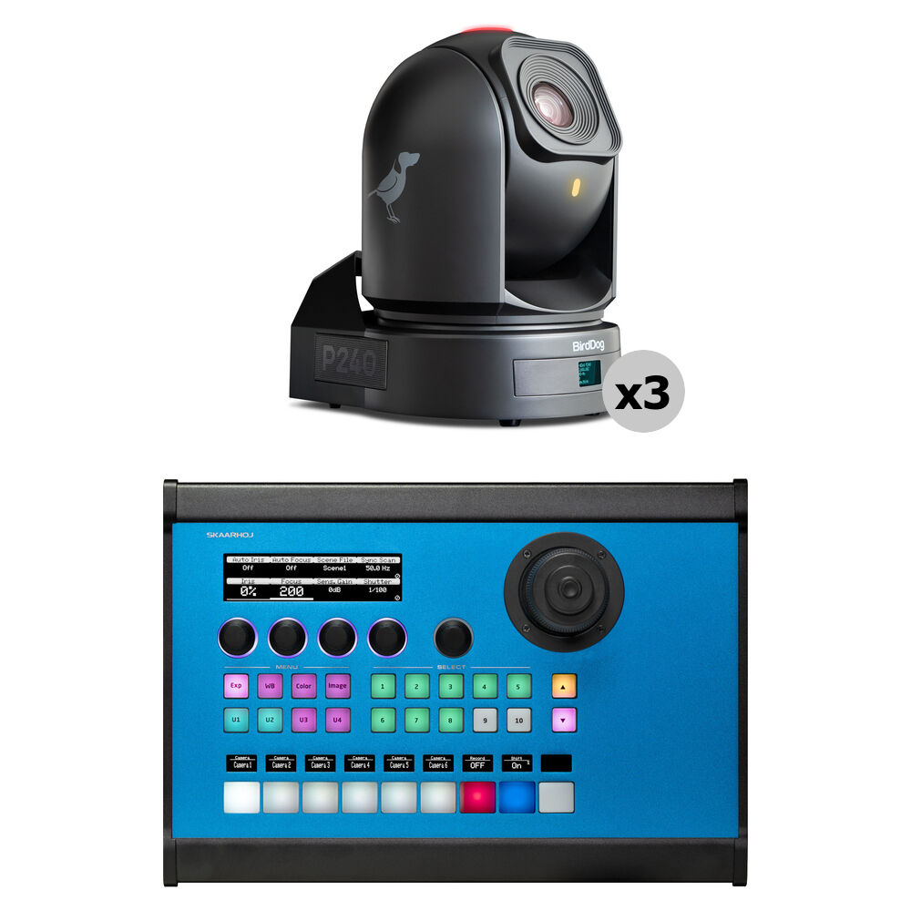 

Комплект из 3 PTZ-камер BirdDog P240 и контроллера SKAARHOJ PTZ Pro V2 (черный)