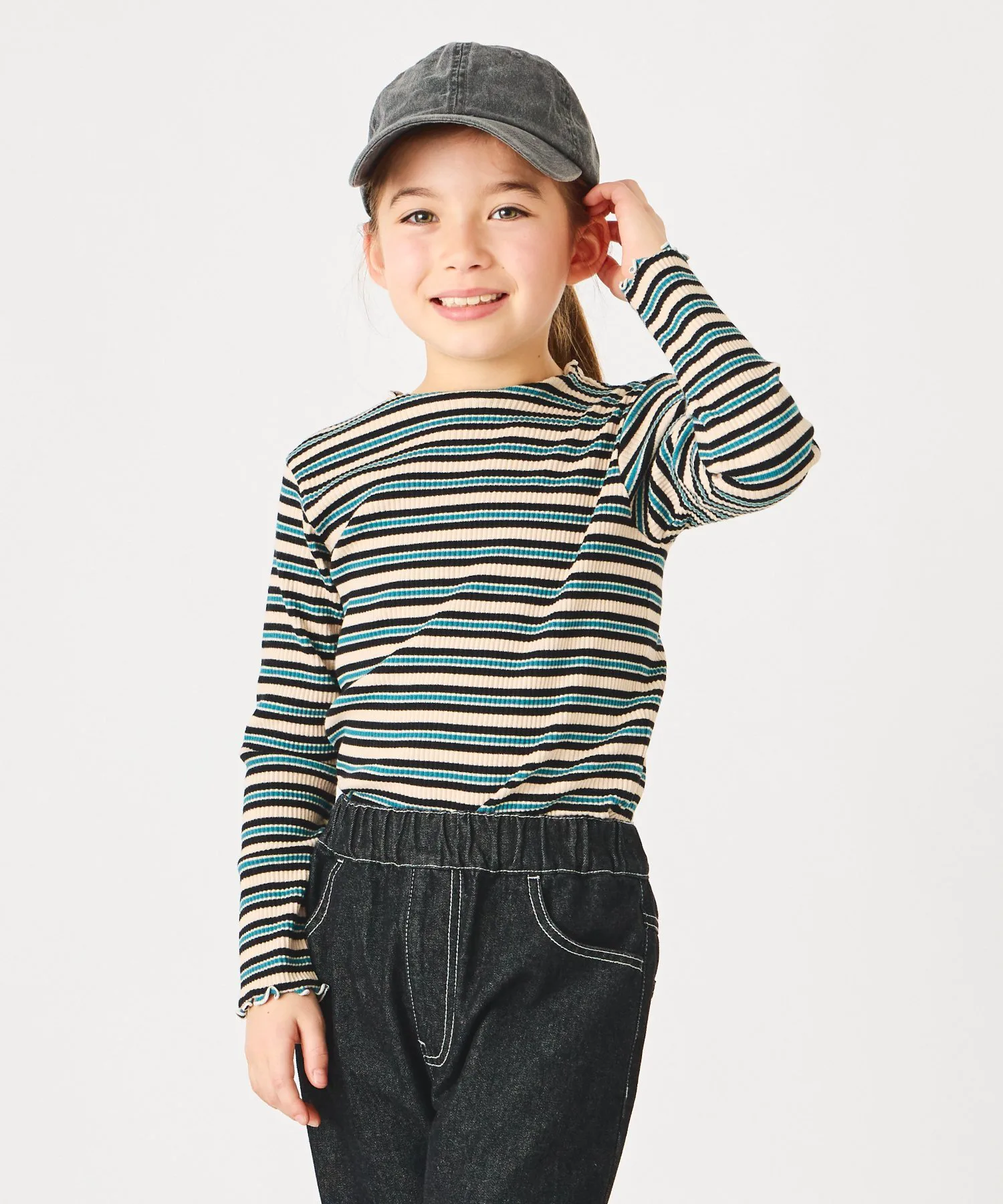 Ребристый топ с круглым вырезом Ever Closet, Green border