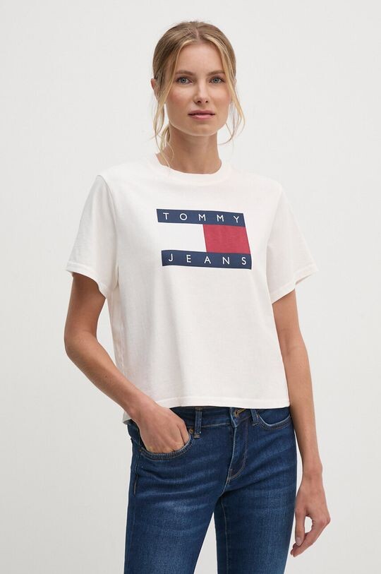 

Хлопковая футболка Tommy Jeans, бежевый