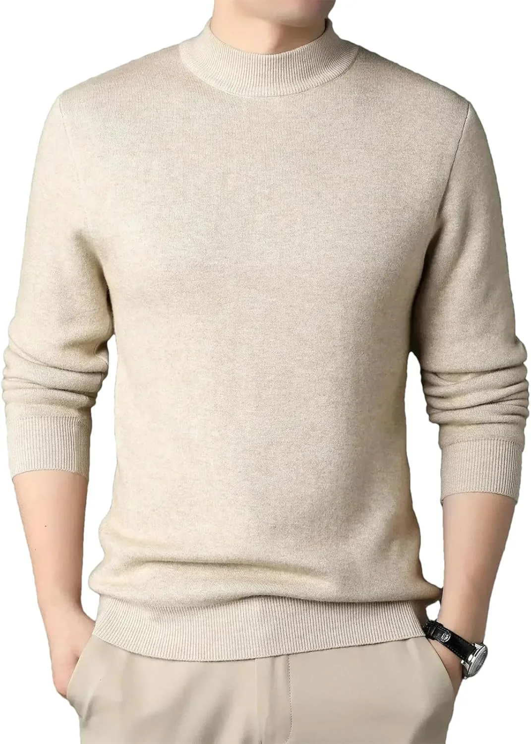 

Мужской шерстяной полуводолазный свитер, Slim Knit Pullover ZouoYYii