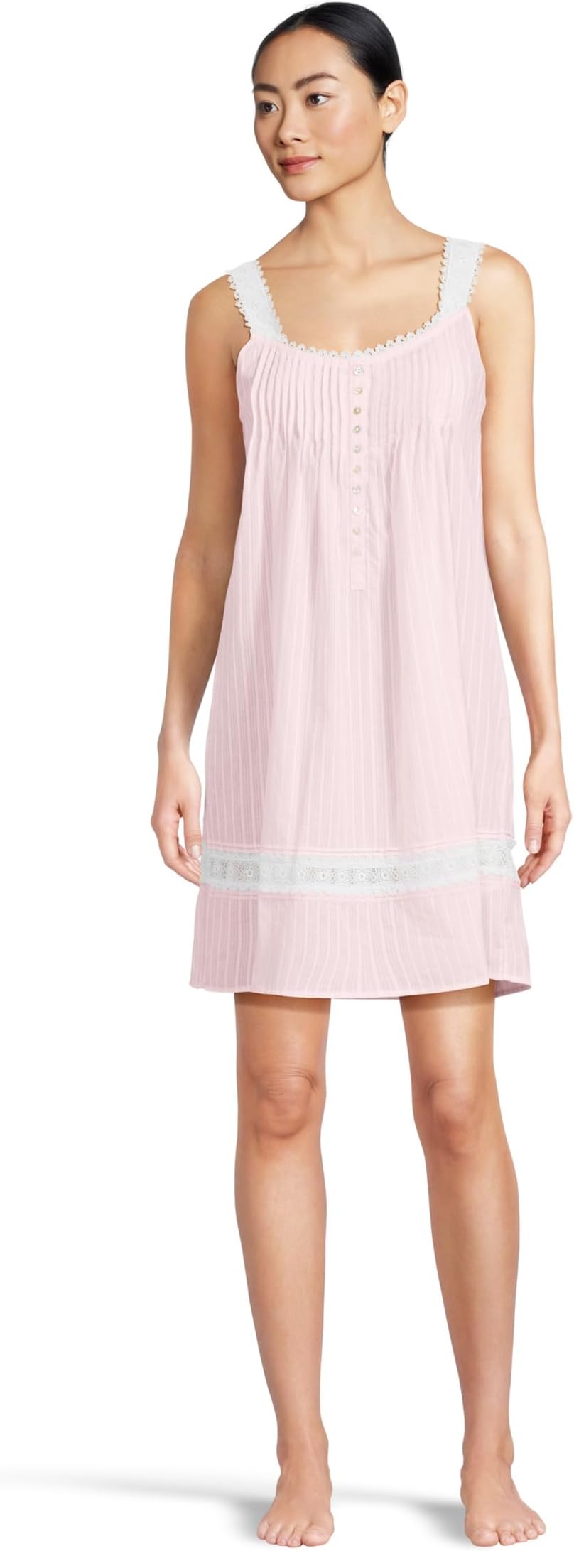 

Ночная рубашка Eileen West Cotton Dobby Stripe Woven Sleeveless Short Nightgown, цвет Solid Blush