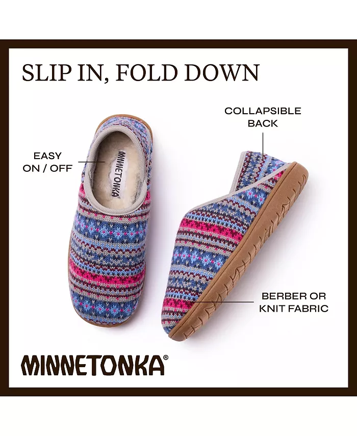 Женские тапочки Packaway из ткани со складным каблуком Minnetonka, синий — фото 3
