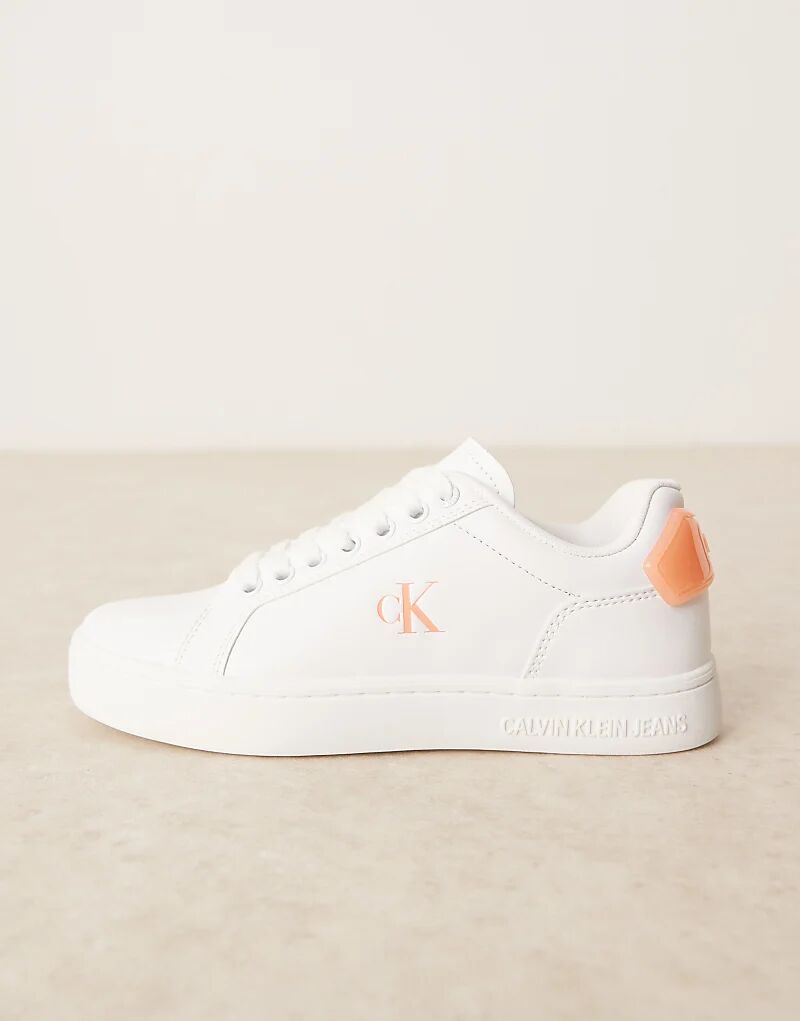 Классические кроссовки Calvin Klein Jeans Cupsole белого и оранжевого цветов — фото 2
