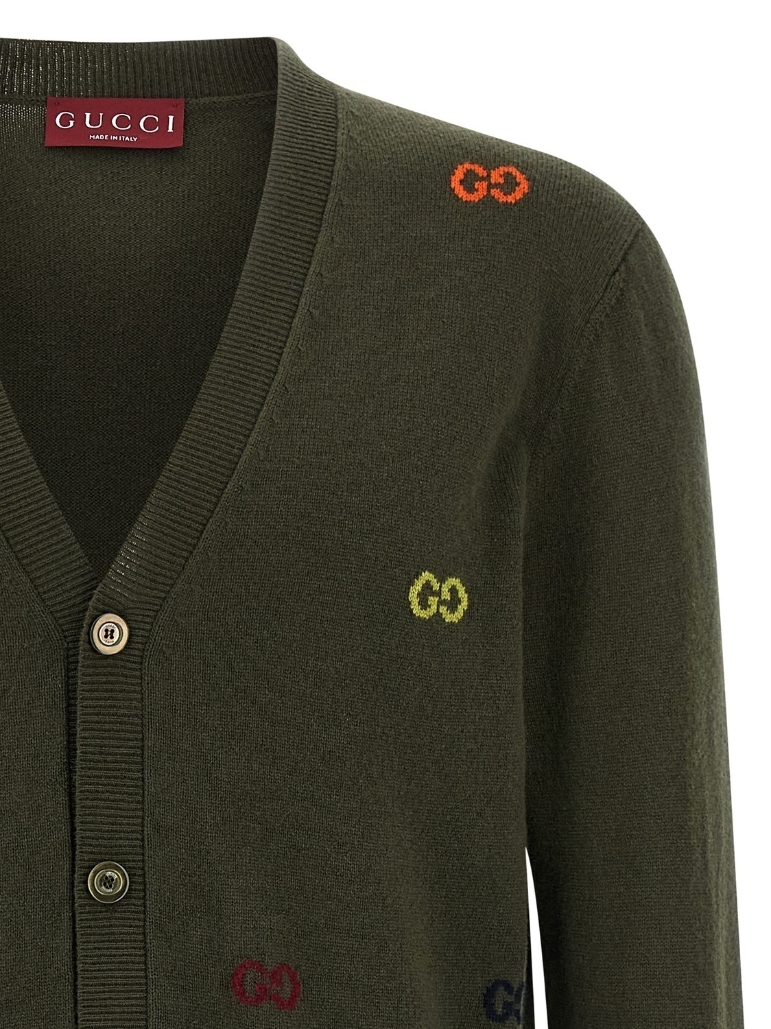 Кардиган с интарсией GG GUCCI, зеленый — фото 3