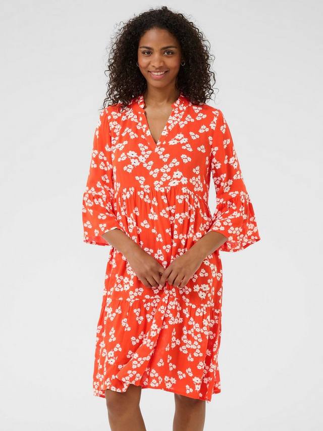 

Платье миди KAhera с цветочным принтом KAFFE, Red/Chalk