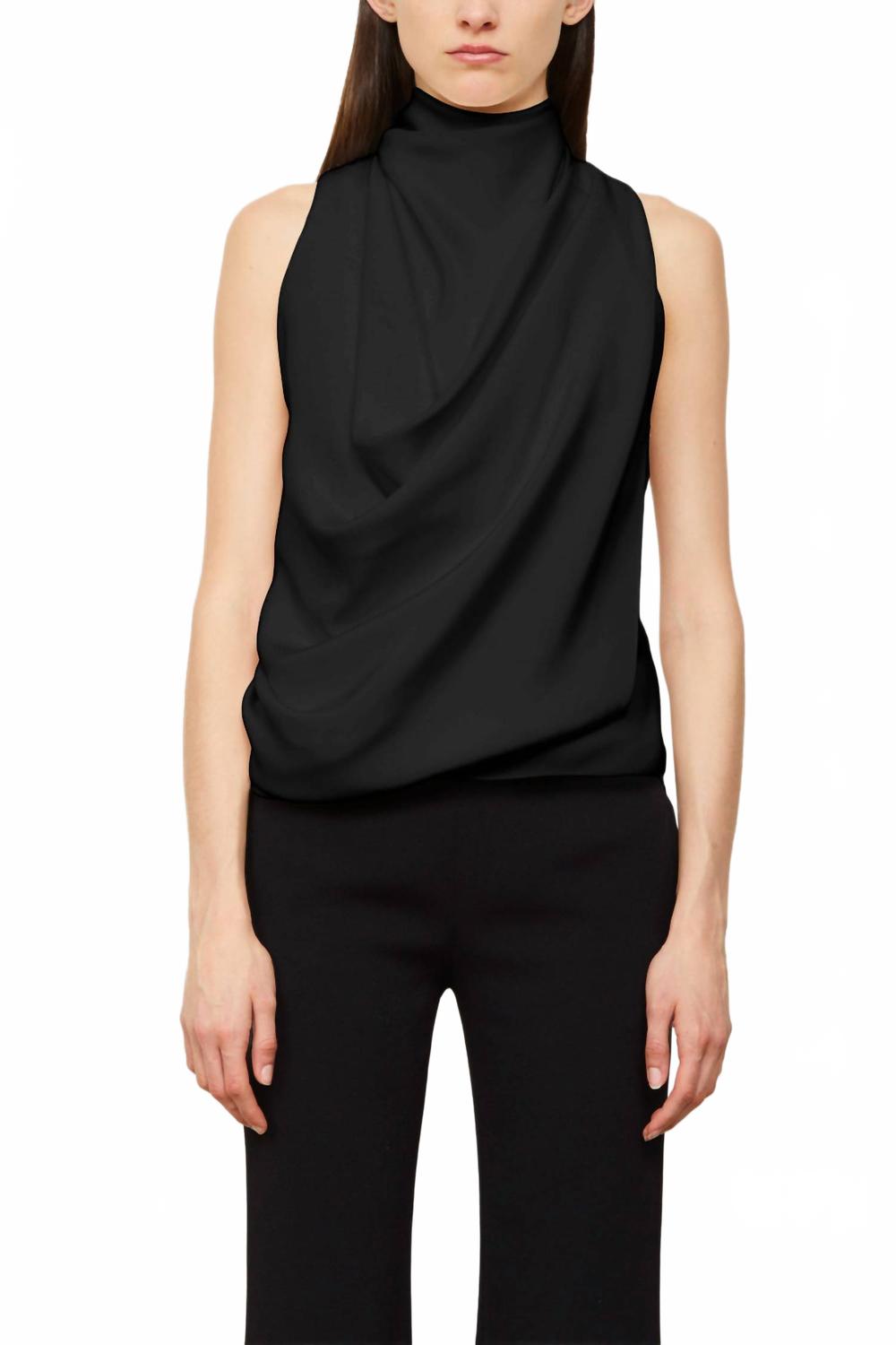 

Лина топ с воротником-капюшоном в черном цвете Brandon Maxwell