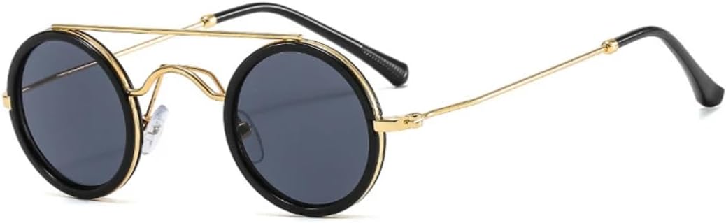 

Популярные модные маленькие круглые солнцезащитные очки для женщин в винтажном стиле, металл, панк, мужские очки с прозрачными линзами Ocean Lens UV400 UUPTTPL, Black Golden Grey