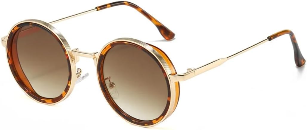 

Винтажные круглые солнцезащитные очки для мужчин, модные, металлические, разноцветные, для женщин, ретро, ​​роскошные, с защитой от УФ-излучения UV400 HHZZYVY, Leopard