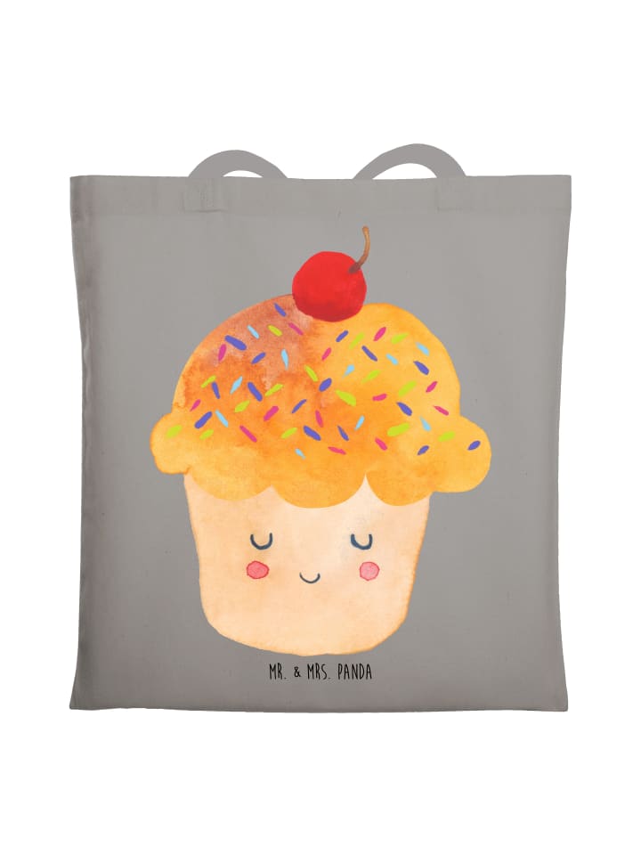 

Mr. & Mrs. Panda Сумка-шоппер с изображением кекса, без надписи, светло-серый