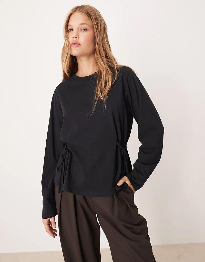 

Лонгслив ASOS DESIGN с длинным рукавом и защипом по бокам, черная