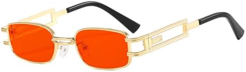 

Металлические прямоугольные солнцезащитные очки для женщин в стиле стимпанк, мужские ретро-очки в стиле панк, очки с защитой от УФ-излучения UV400 для вождения MTZJH, C3gold-red