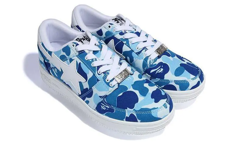 ABC Camo Стильные мужские кроссовки для скейтбординга с низким верхом синего цвета A Bathing Ape — фото 4