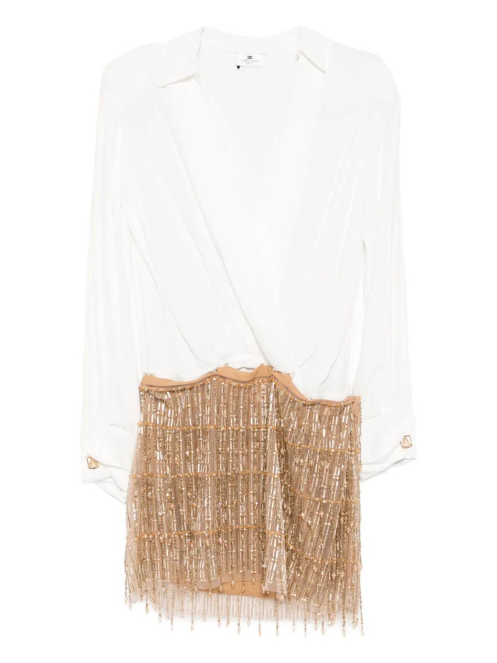 

Мини-платье с юбкой, расшитой пайетками Elisabetta Franchi, белый
