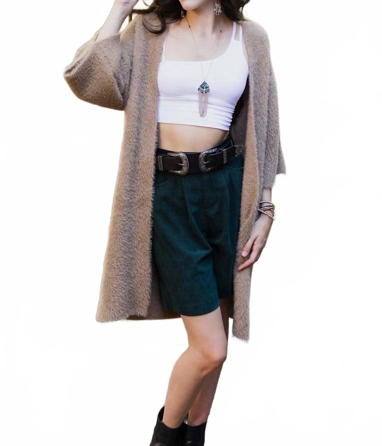 

LETO Ультрамягкий кардиган из роскошной мохеровой вязки, цвет тауп