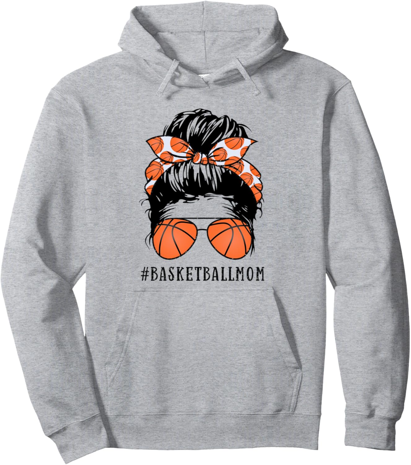 

Худи с солнцезащитным козырьком для мамы баскетболистки Basketball Mom Messy Bun Gifts & Apparel, серый