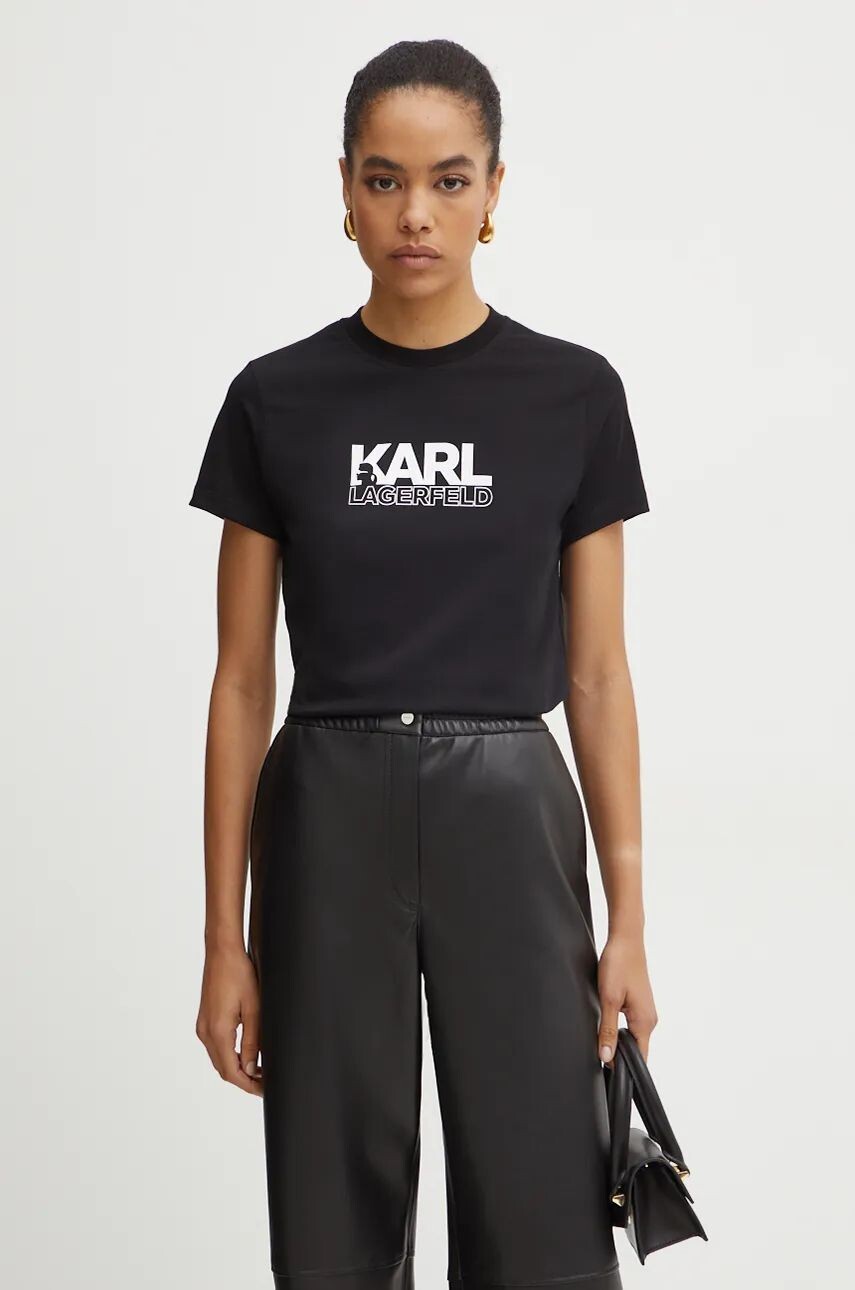

Хлопковая футболка Karl Lagerfeld, черный