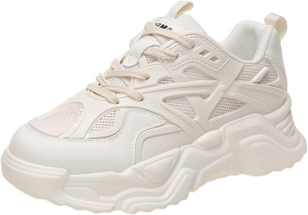 

Мужские модные дышащие сетчатые кроссовки на массивной платформе со шнуровкой, повседневные мягкие толстые кроссовки в стиле «папины кроссовки», ретро-кроссовки для бега, ходьбы и тенниса Netehadi, бежевый