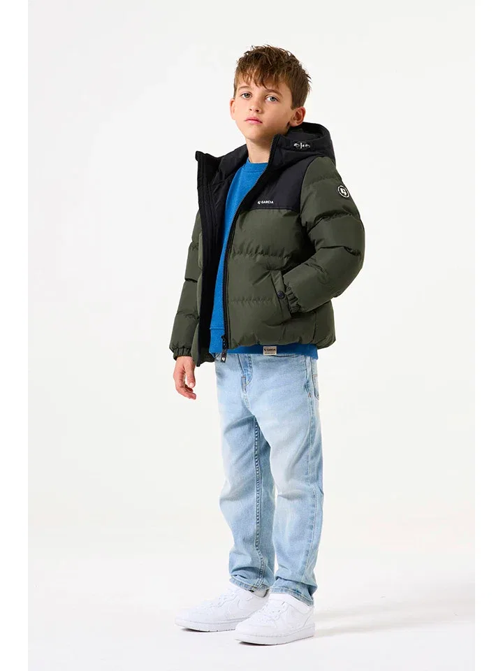 Steppjacke в стиле colour-blocking Garcia, khaki/ schwarz — фото 2