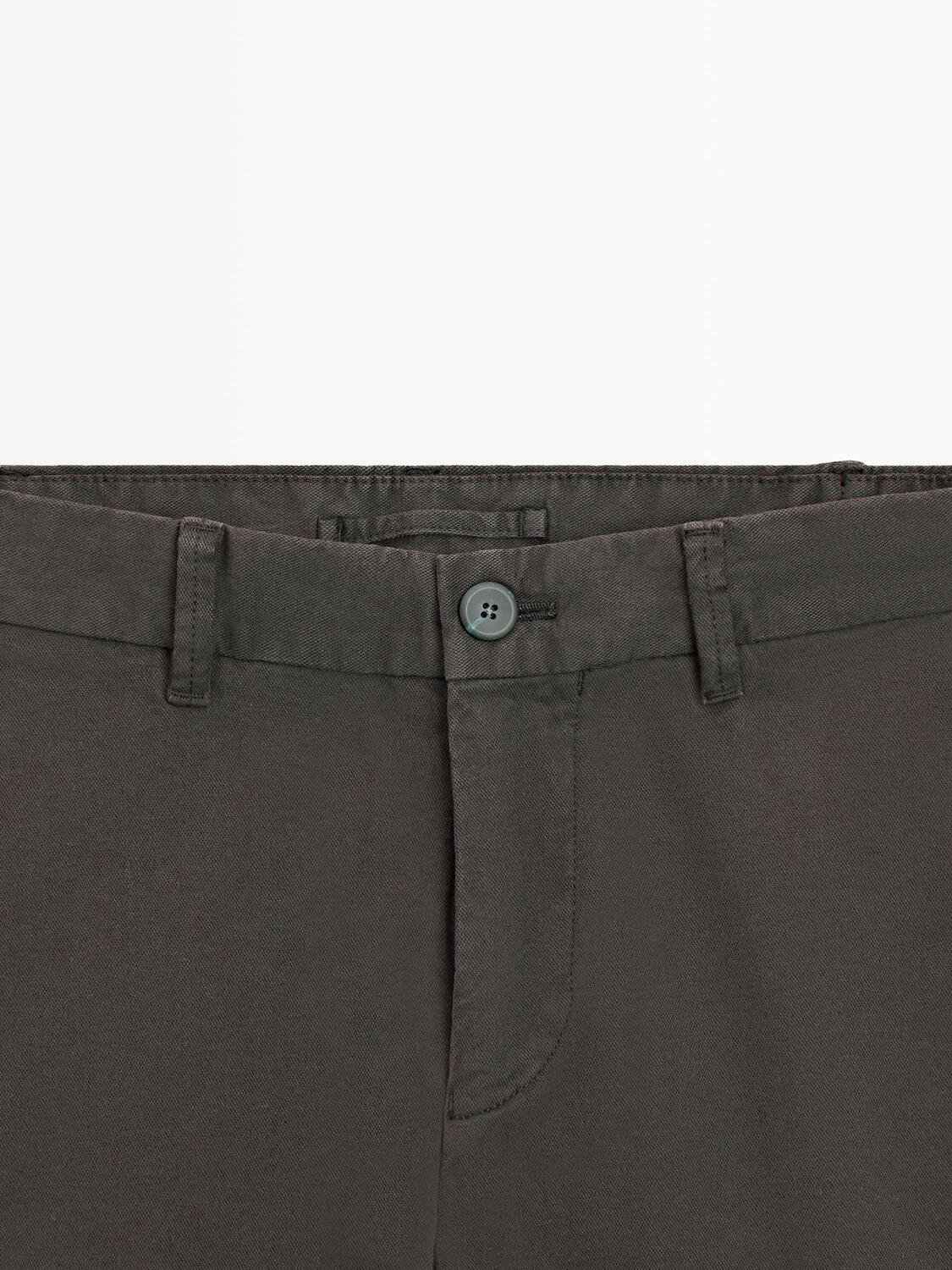 Брюки зауженного кроя из хлопковой смеси Massimo Dutti, brown — фото 2