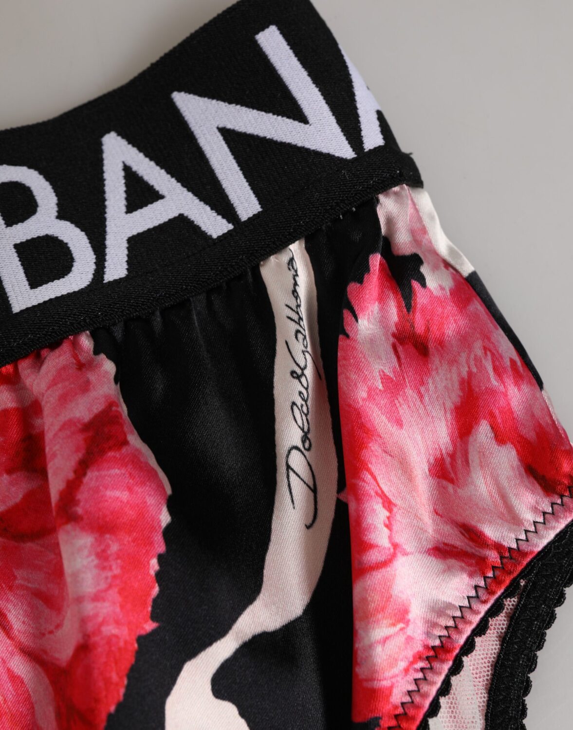 Черное нижнее белье с цветочным принтом и высокой талией Dolce & Gabbana, черный — фото 3