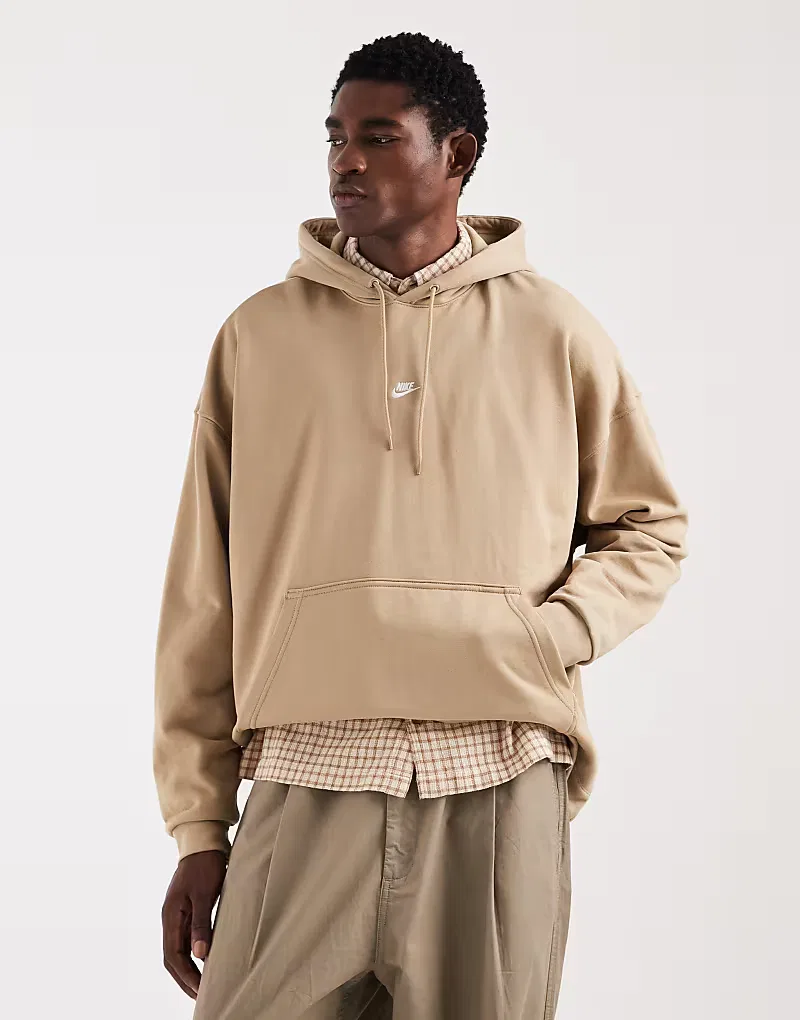 Худи Nike Club French Terry оверсайз, бежевый