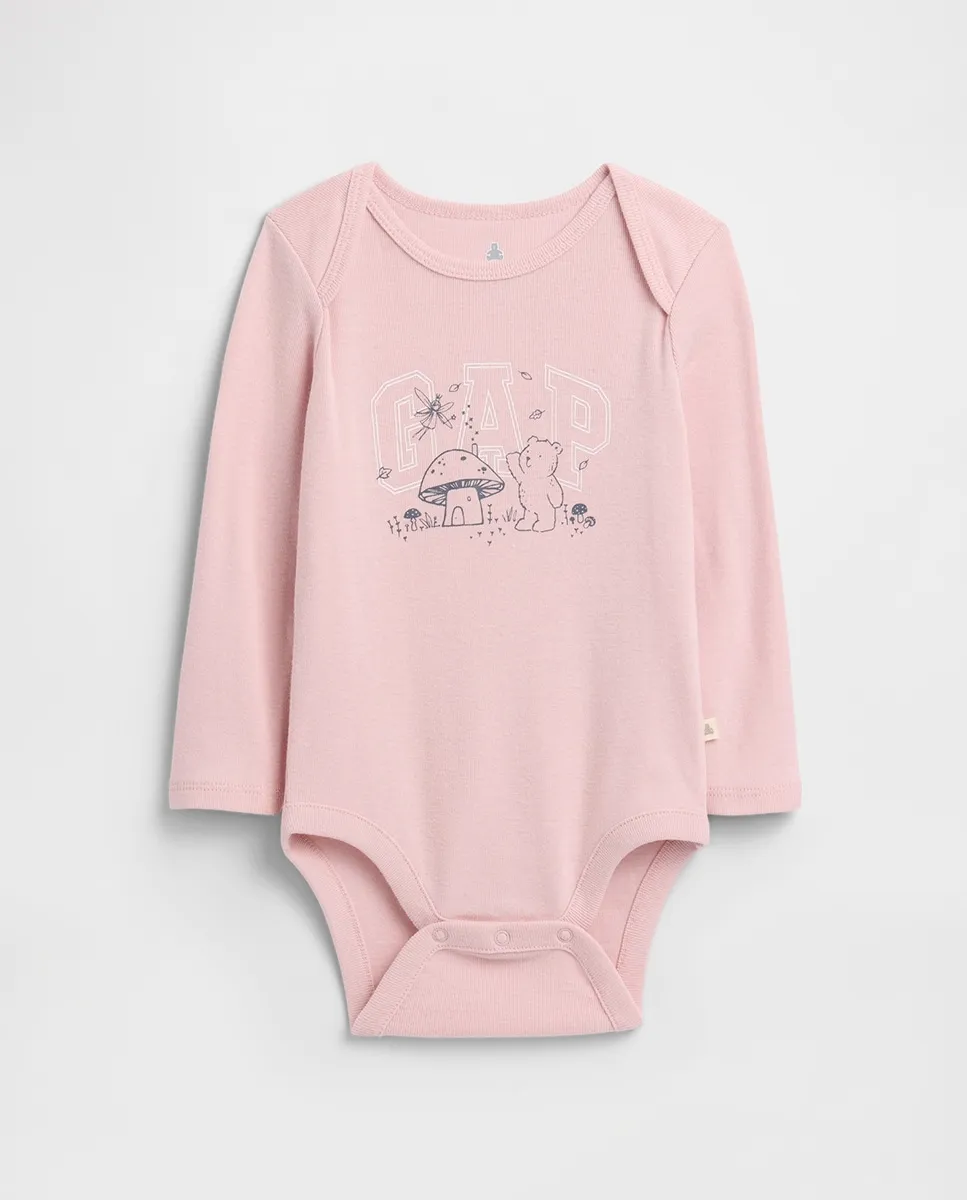 

Боди для младенца с круглым вырезом и длинными рукавами Gap, розовый