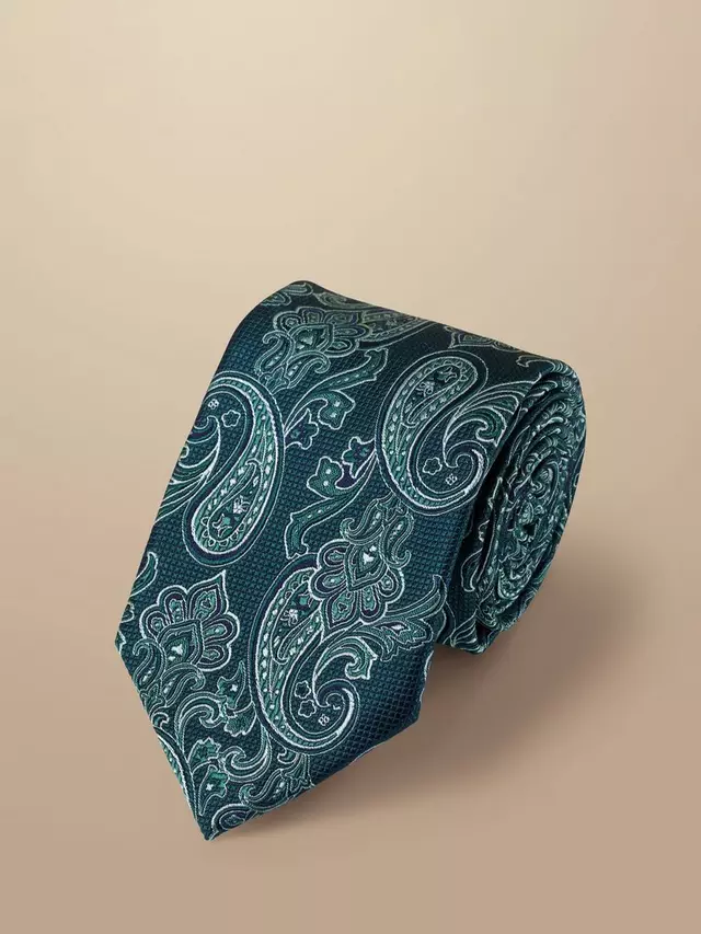 

Галстук Charles Tyrwhitt Silk Paisley, цвет teal