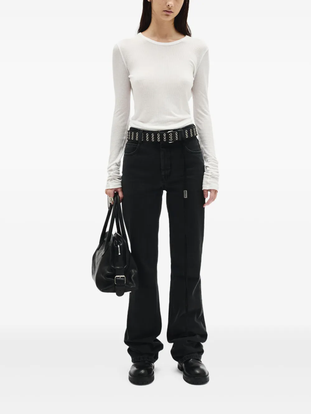 

Топ Fiene с длинными рукавами в рубчик Ann Demeulemeester, белый