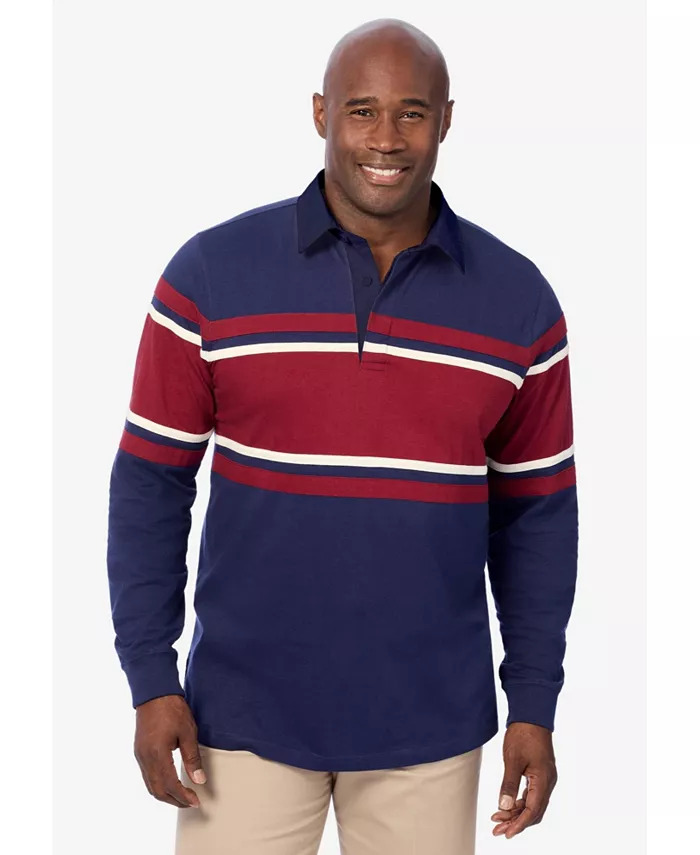 

Большая и высокая модель регби поло с длинным рукавом Kingsize, синий