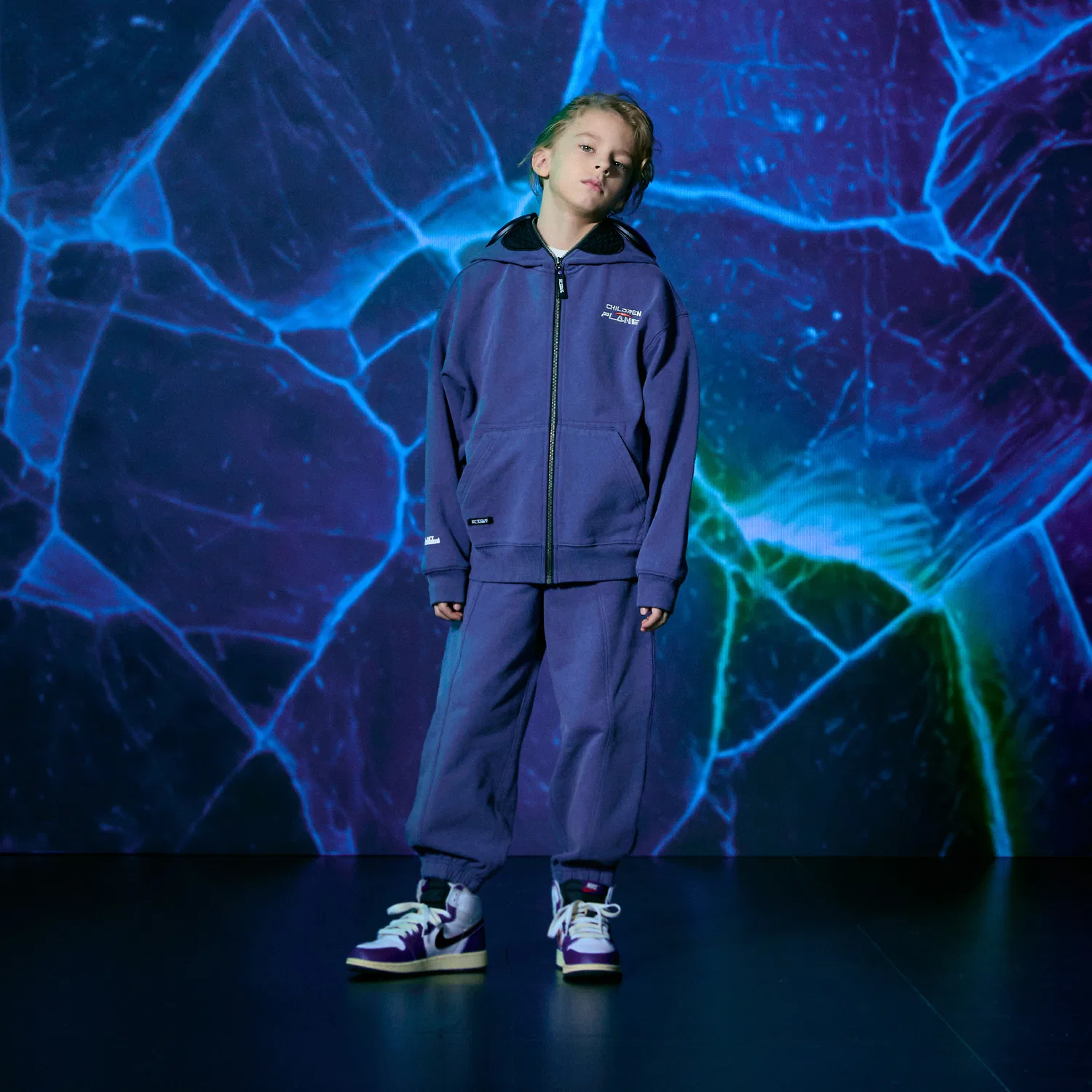 Детская толстовка на молнии Kuiper Faded Goggle Sweat, пыльно-голубая, от Children Of Planet — фото 4