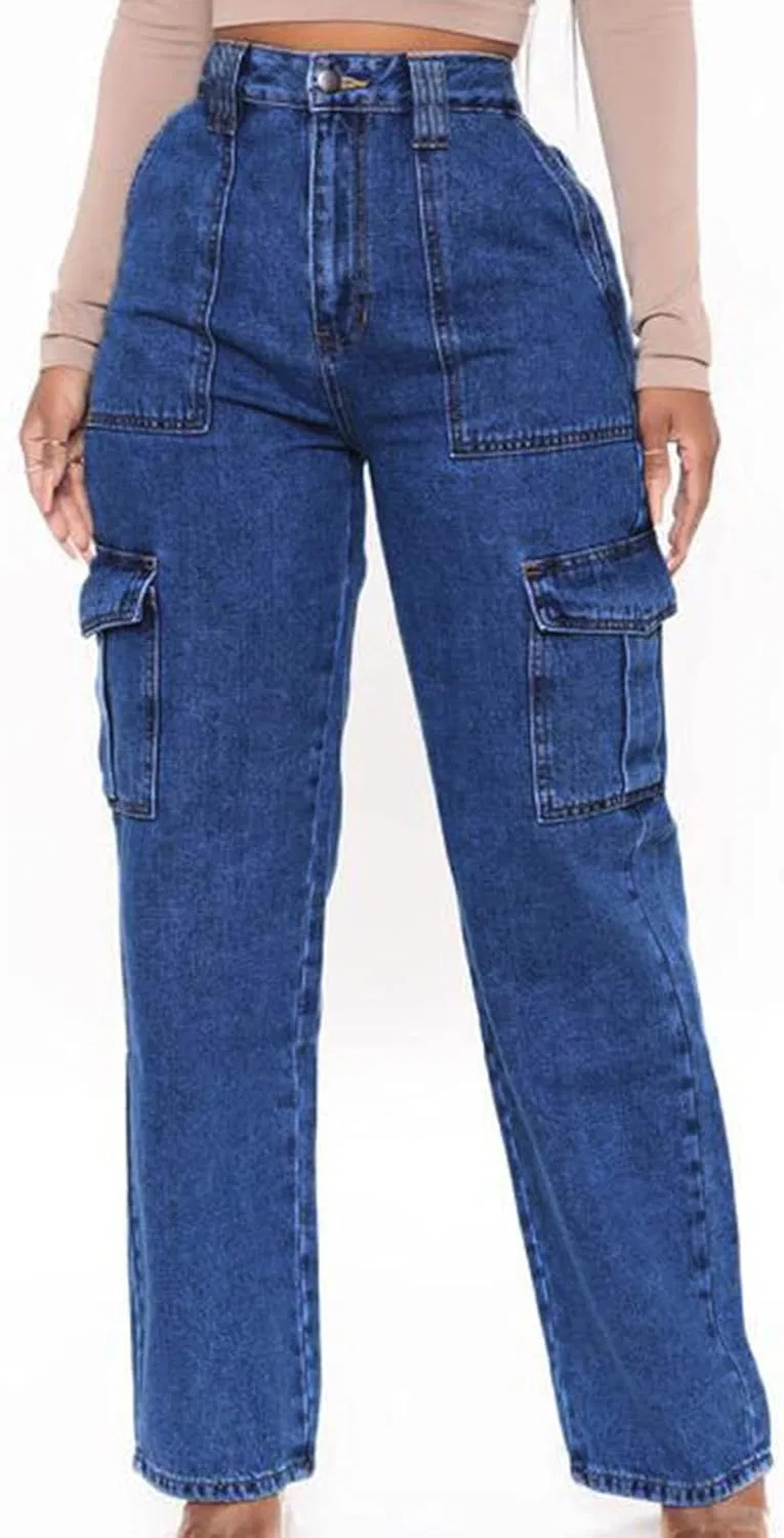 Джинсы мешковатые Women's Cargo Jeans, темно-синие — фото 2