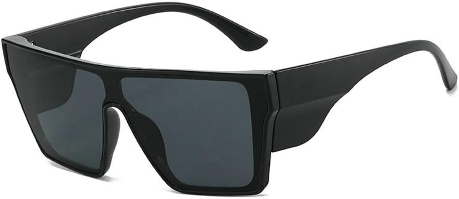 

Willochra Винтажные большие квадратные солнцезащитные очки для женщин, модные, с плоской верхней частью, черные, для активного отдыха, защита от УФ-излучения UV400, C1