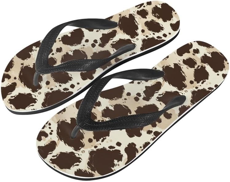

Женские сандалии Semiouray с принтом граффити и бабочками, классические шлепанцы для пляжа, удобные шлепанцы, Cartoon Cow Spot Brown