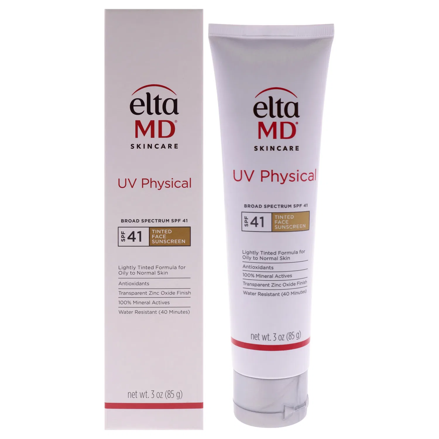 Солнцезащитный крем EltaMD с физическим УФ-защитным фактором SPF 41, подходит для мужчин и женщин, 85 мл (3 унции), Clear/Transparent
