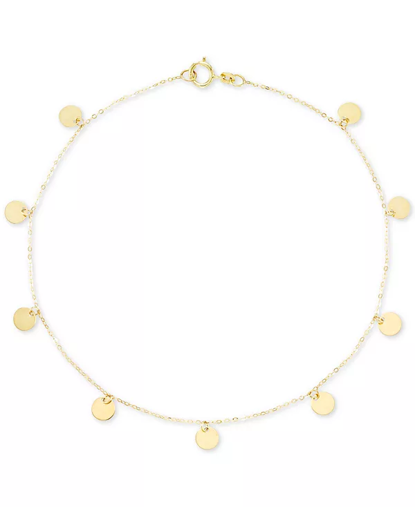 

Браслет на лодыжку с полированным диском из 14-каратного золота Italian Gold, gold