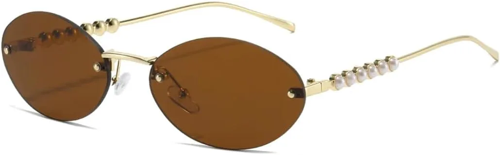 

Роскошные безрамочные солнцезащитные очки «кошачий глаз» с градиентным переходом цвета для женщин и мужчин, защита от УФ-излучения UV400 TVTBBVV, Golden Tea