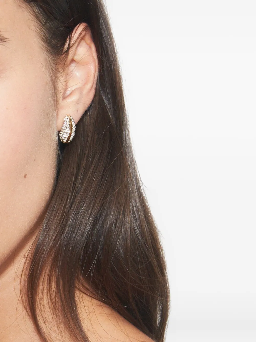 

Серьги с волнообразной паве-инкрустацией Tory Burch, золотой