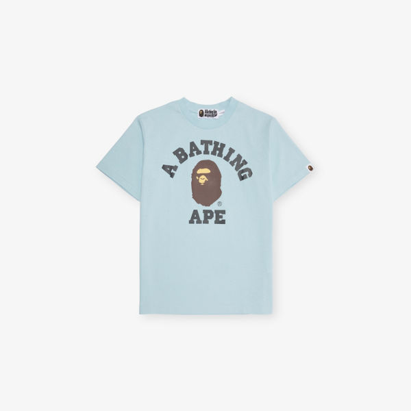 

Футболка из хлопкового джерси с принтом бренда College, размер 10-13 лет A Bathing Ape, цвет sax