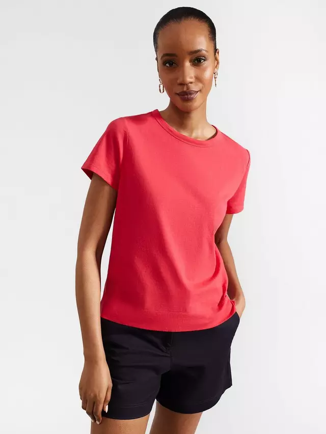 

Футболка Hobbs Hobbs Adaline Cotton Slub, цвет rouge/pink
