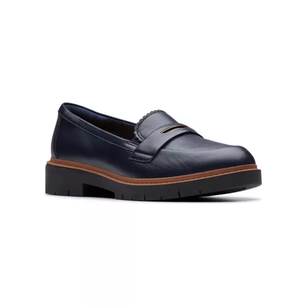 Вестлинн светящиеся женские кожаные лоферы на массивной подошве Clarks, цвет navy leather