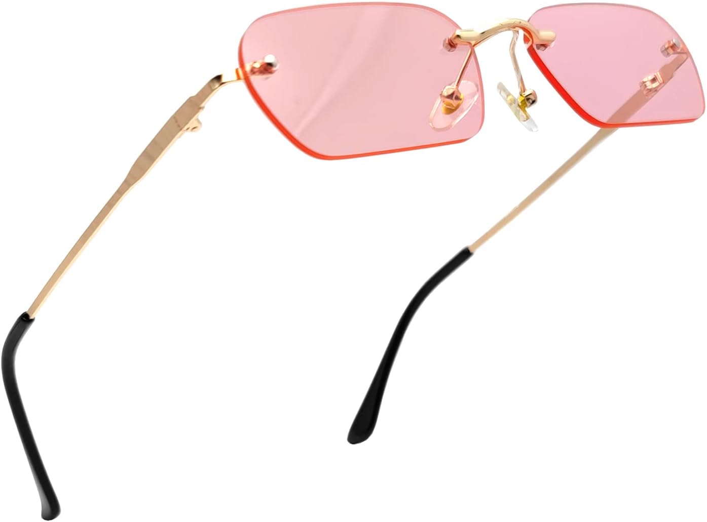 

Ретро-солнцезащитные очки в узкой оправе, модные солнцезащитные очки 90-х, тонированные, без оправы, прямоугольной формы, сверхлегкие солнцезащитные очки в стиле Y2k Mriendao, Pink