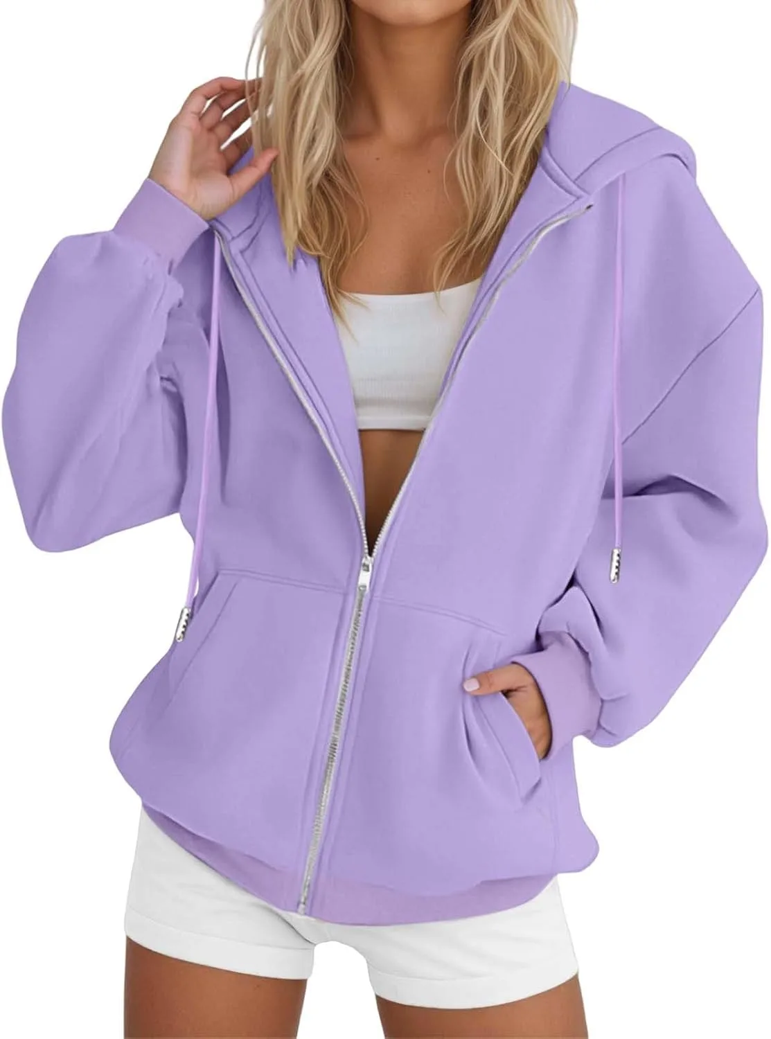 

Толстовка с капюшоном на молнии женская оверсайз Franterd