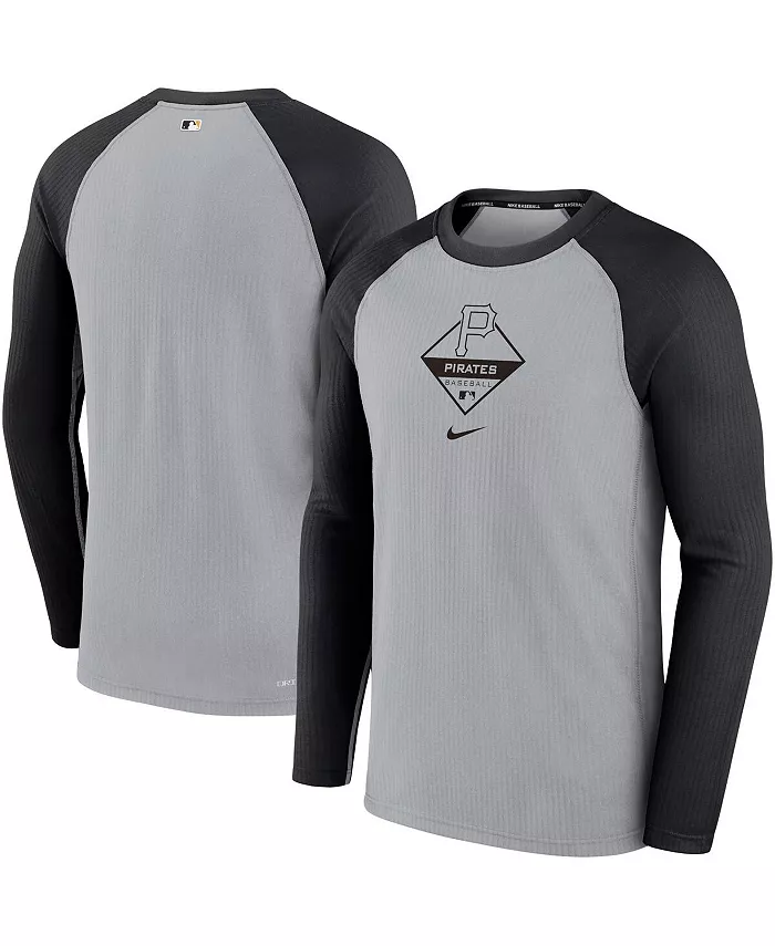

Мужская серая и черная футболка с длинным рукавом Pittsburgh Pirates Game Authentic Collection Performance Raglan Nike