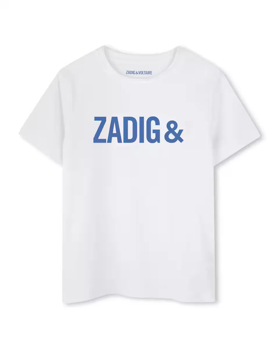 

Футболка из хлопка для мальчиков с принтом спереди и сзади Zadig & Voltaire, белый