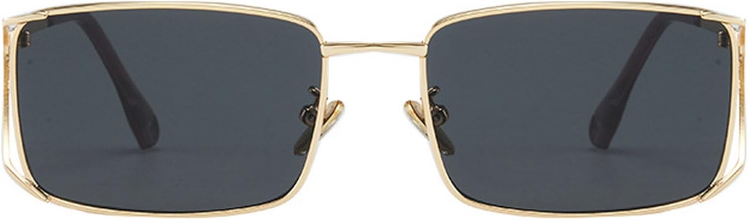 

Модные квадратные солнцезащитные очки для женщин, прямоугольные солнцезащитные очки для мужчин с защитой от УФ-излучения, солнцезащитные очки для активного отдыха и путешествий mincl, Gold Black