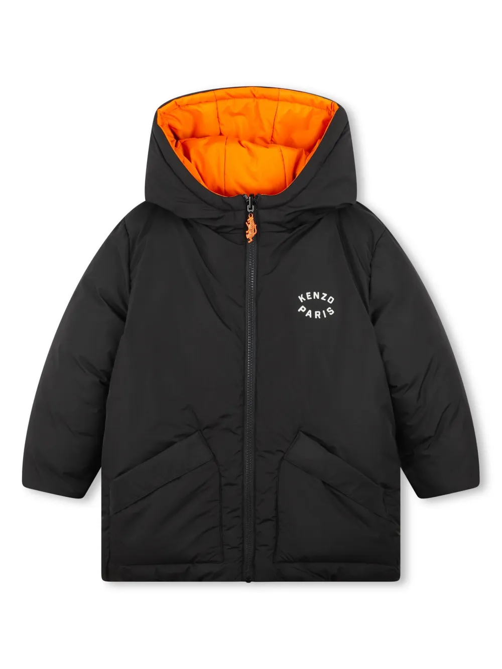 

Двусторонний пуховик с логотипом Kenzo Kids, черный
