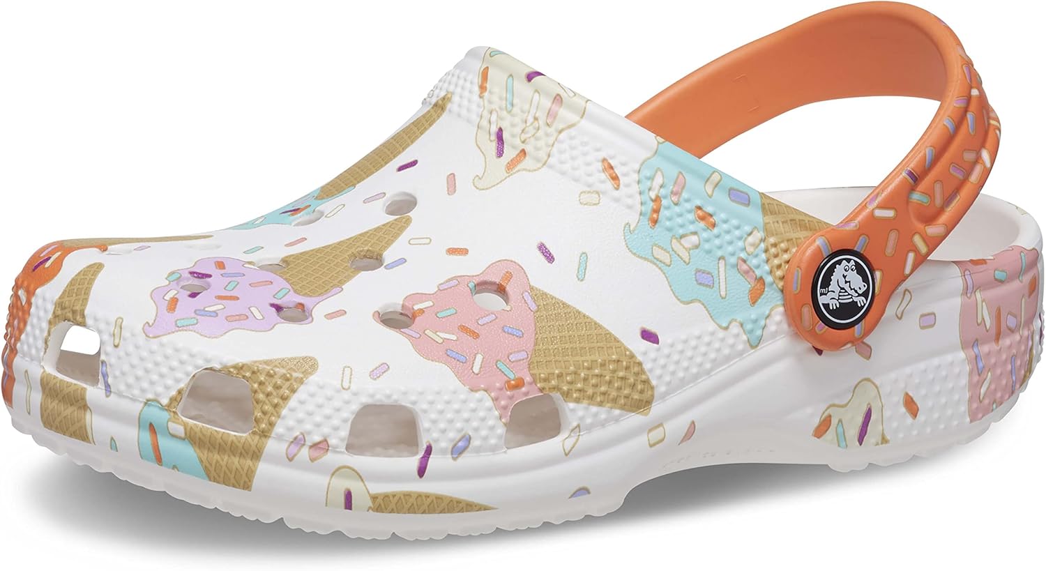 

Детские кроксы Crocs Classic с сезонным принтом, белый