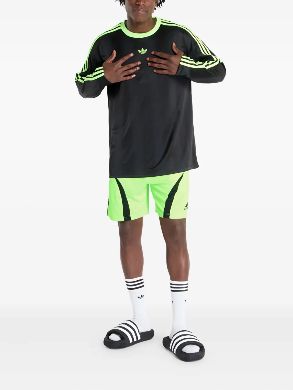 Жаккардовая футболка с длинными рукавами Adidas, черный — фото 2