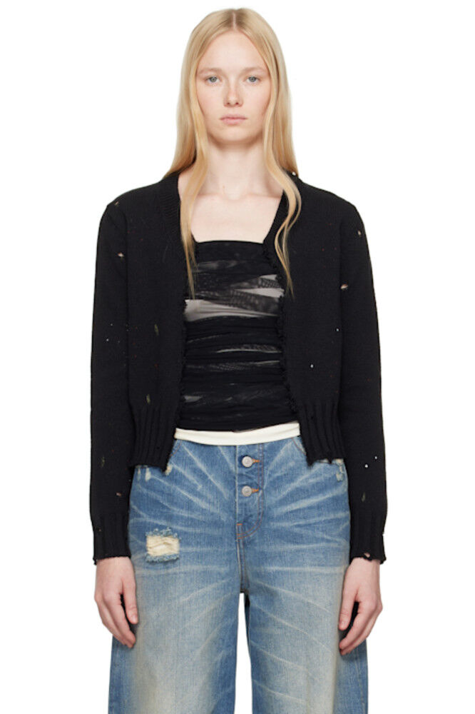 

Черный кардиган с рисунком «краска» MM6 Maison Margiela