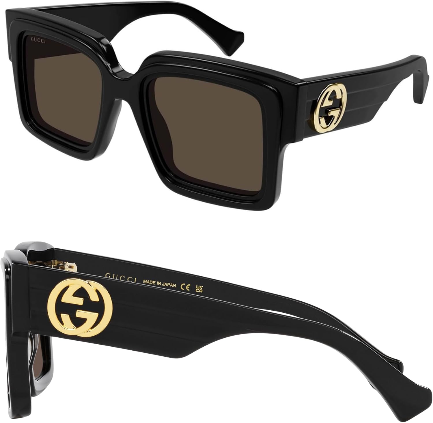 

Женские солнцезащитные очки Gucci GG1307S с логотипом GG в виде переплетенных букв, квадратной формы, неполяризованные – в комплекте роскошный набор для очков – черная оправа с коричневыми линзами
